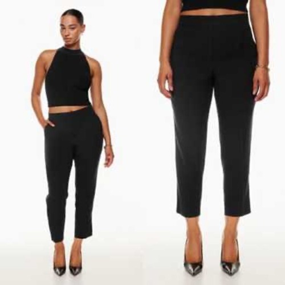 Aritzia Babaton Conan Pant Black Tapered Cropped Dress Pants Size 12 60247